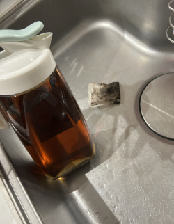 お茶っ葉でシンク掃除の写真